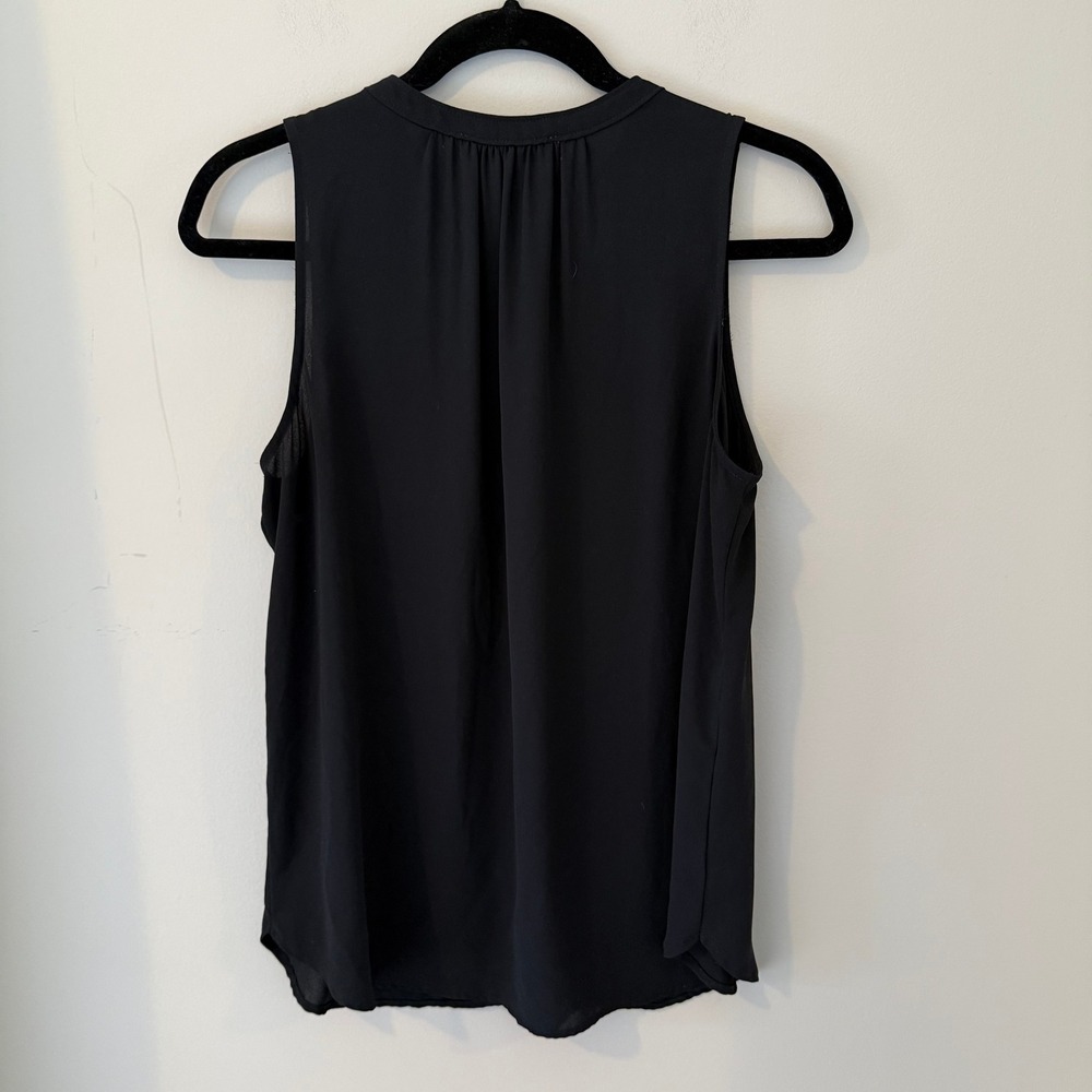 LOFT Black Sleeveless Keyhole Neck Gathered Blouse Top Women's Medium - Picture 5 of 7